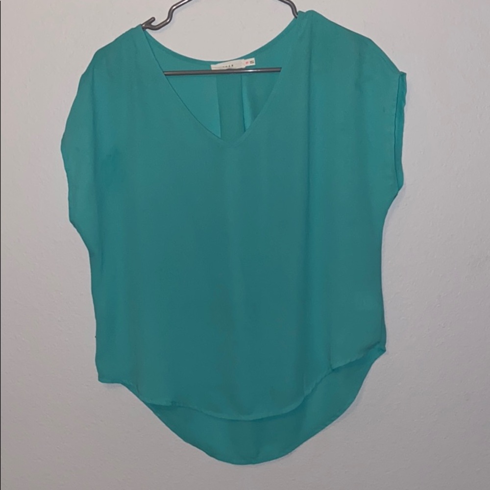 Turquoise short sleeved blouse